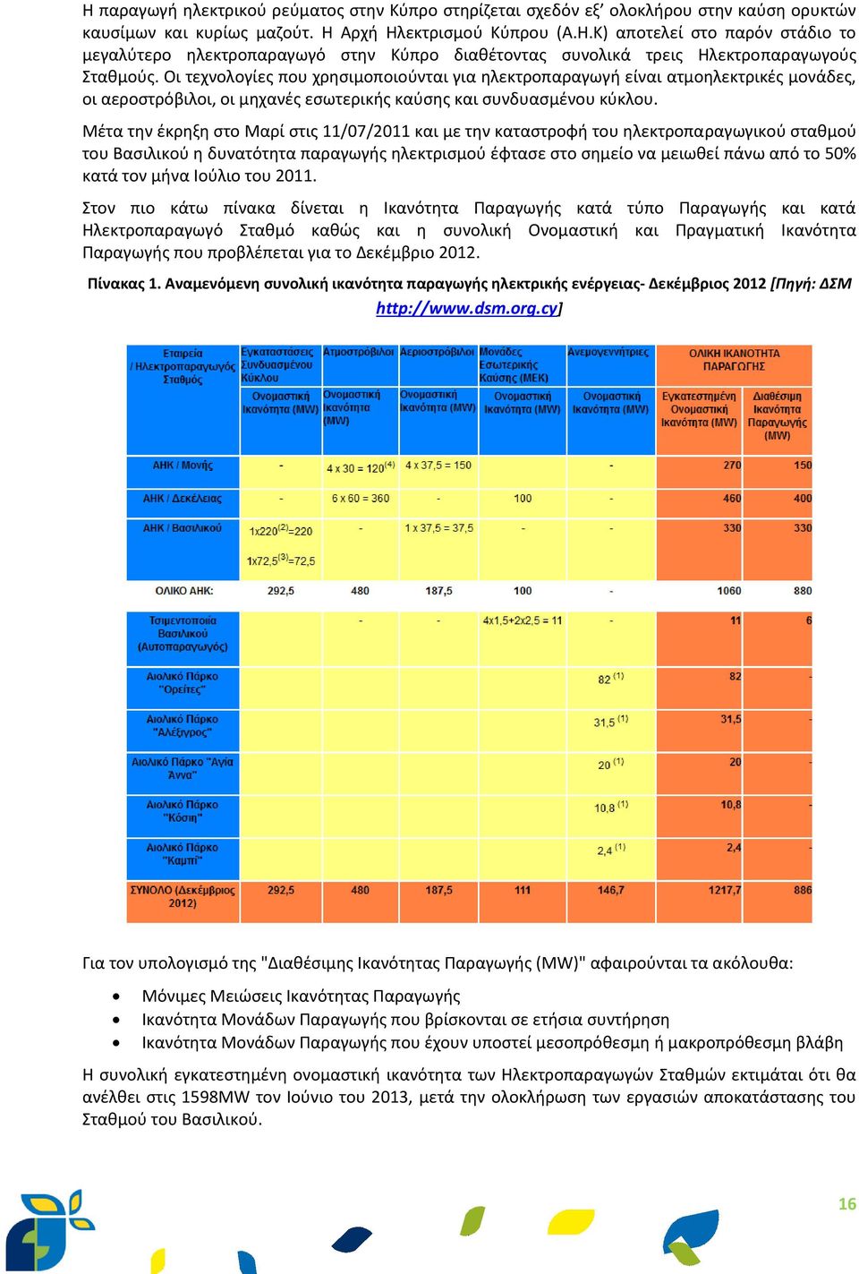 Μέτα την έκρηξη στο Μαρί στις 11/07/2011 και με την καταστροφή του ηλεκτροπαραγωγικού σταθμού του Βασιλικού η δυνατότητα παραγωγής ηλεκτρισμού έφτασε στο σημείο να μειωθεί πάνω από το 50% κατά τον