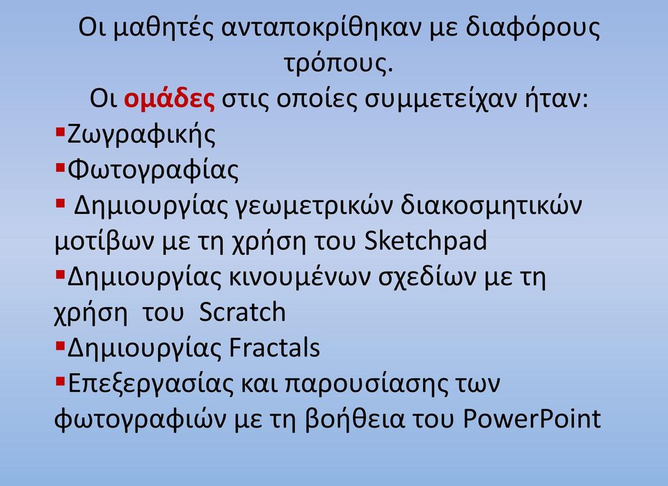 γεωμετρικών διακοσμητικών μοτίβων με τη χρήση του Sketchpad Δημιουργίας κινουμένων