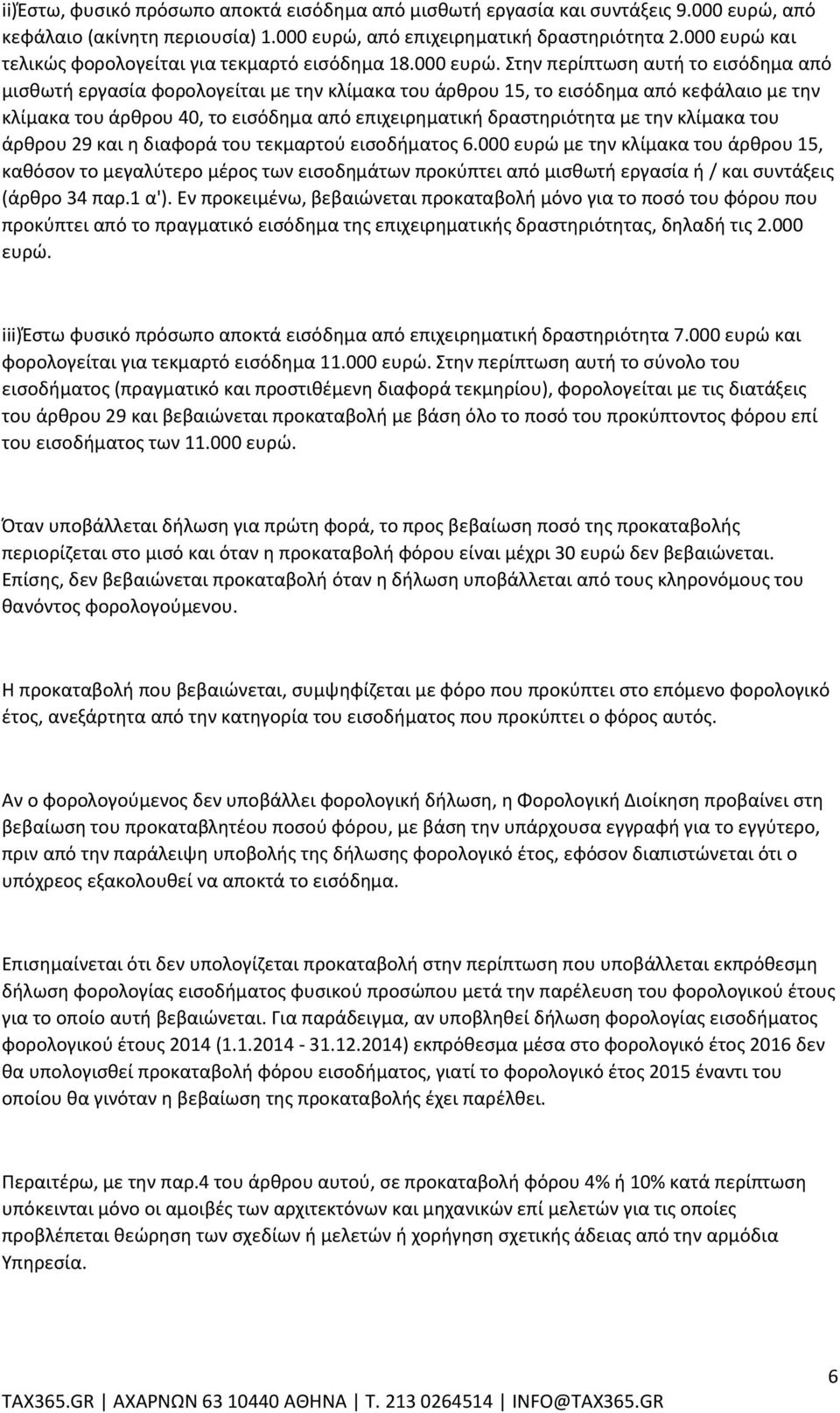 και τελικώς φορολογείται για τεκμαρτό εισόδημα 18.000 ευρώ.