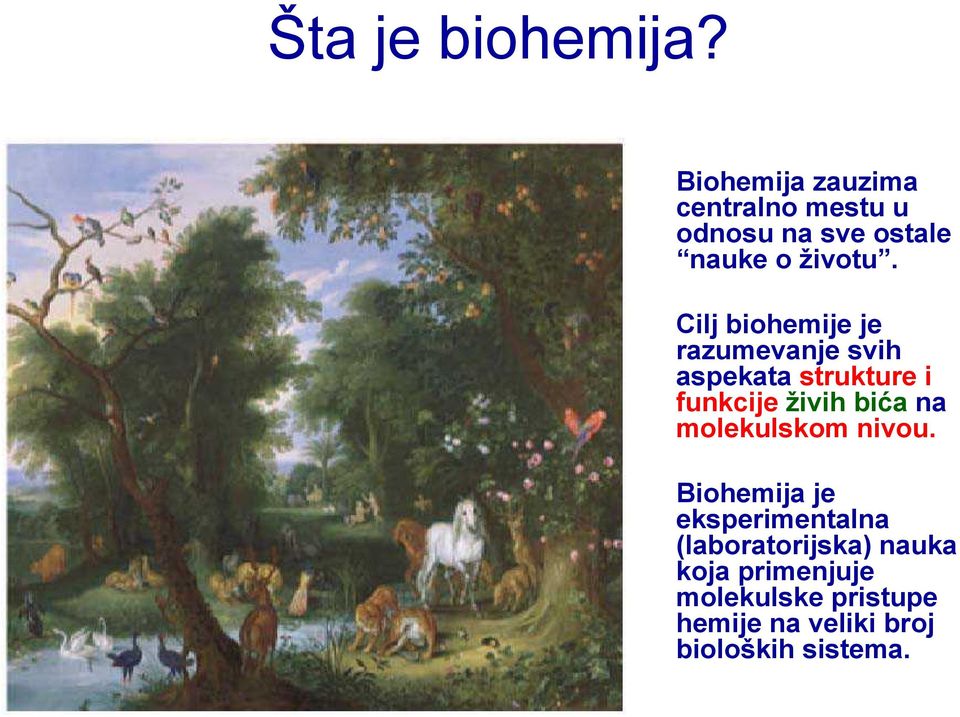 Cilj biohemije je razumevanje svih aspekata strukture i funkcije živih bića na