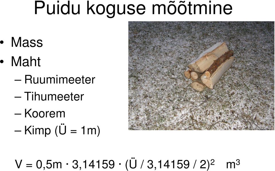 Koorem Kimp (Ü = 1m) V =