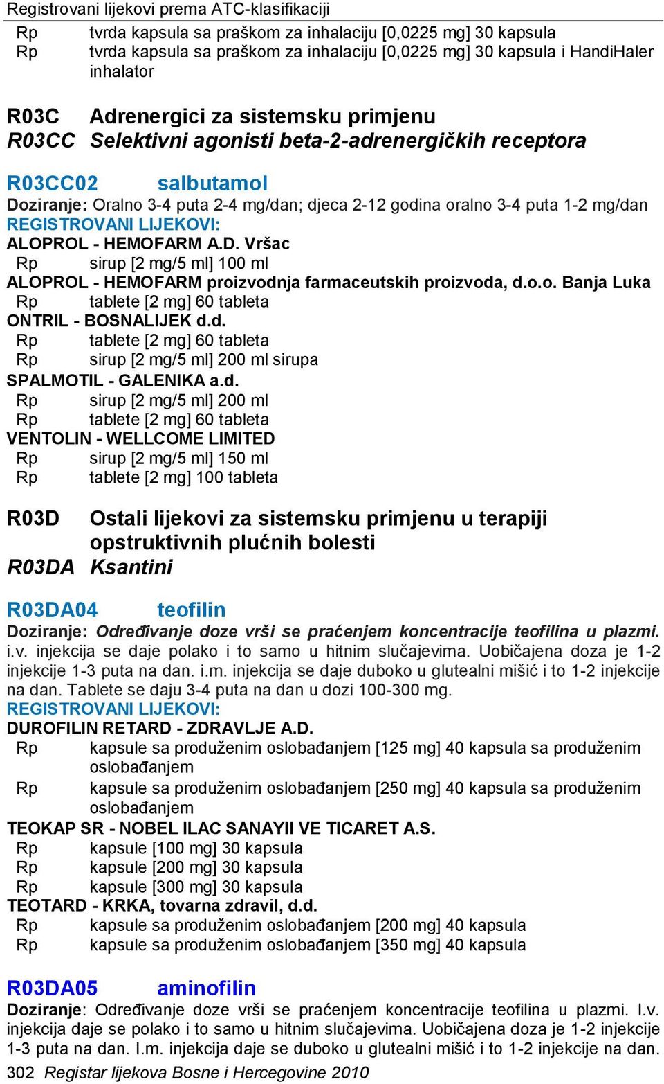 ALOPROL - HEMOFARM A.D. Vršac Rp sirup [2 mg/5 ml] 100 ml ALOPROL - HEMOFARM proizvodnja farmaceutskih proizvoda, d.o.o. Banja Luka Rp tablete [2 mg] 60 tableta ONTRIL - BOSNALIJEK d.d. Rp tablete [2 mg] 60 tableta Rp sirup [2 mg/5 ml] 200 ml sirupa SPALMOTIL - GALENIKA a.