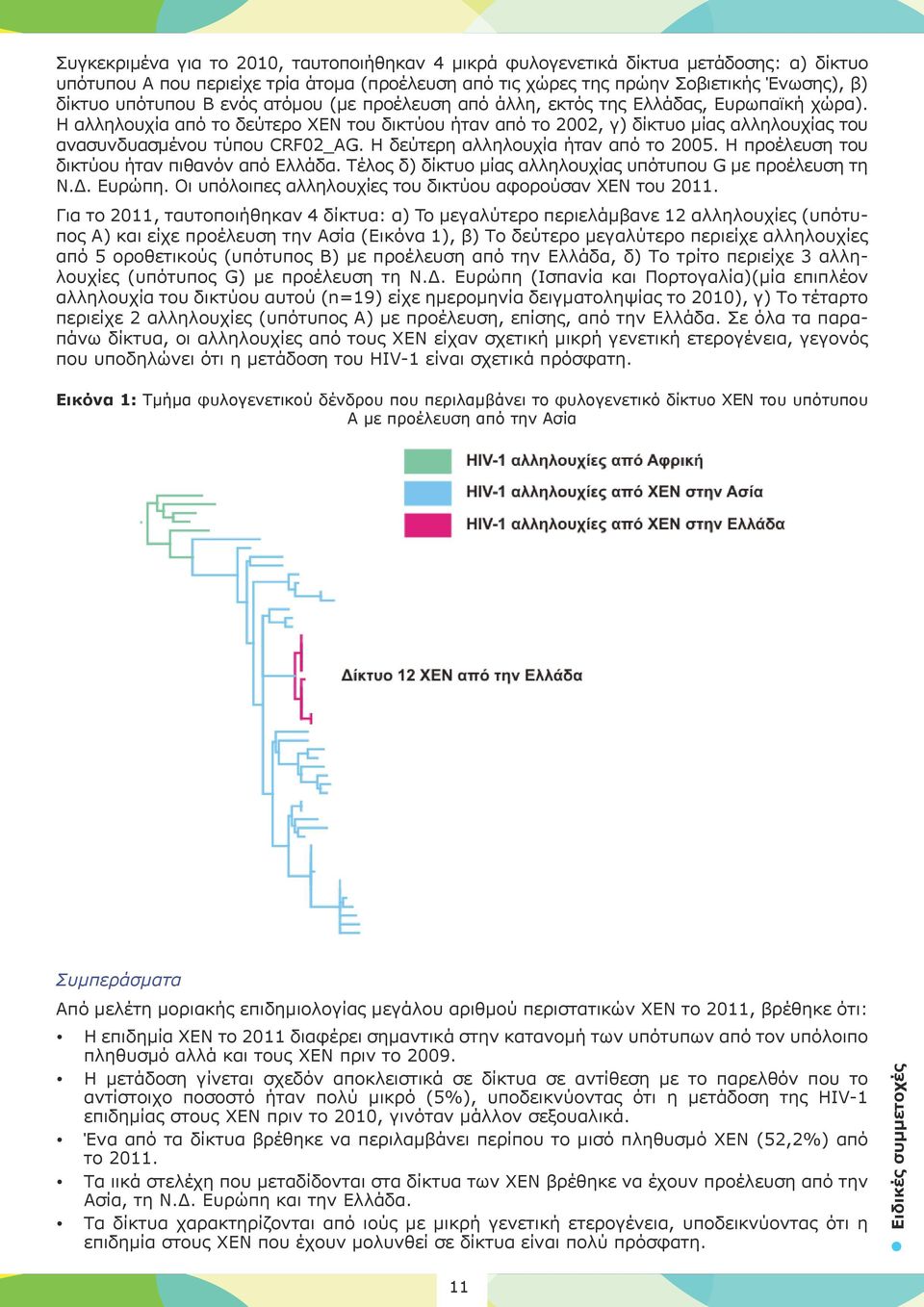 Η δεύτερη αλληλουχία ήταν από το 2005. Η προέλευση του δικτύου ήταν πιθανόν από Ελλάδα. Τέλος δ) δίκτυο μίας αλληλουχίας υπότυπου G με προέλευση τη Ν.Δ. Ευρώπη.