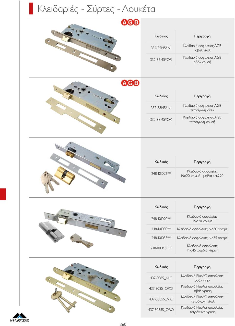 220 248-101020** Κλειδαριά ασφαλείας Νο20 χρωμέ 248-101030** Κλειδαριά ασφαλείας Νο30 χρωμέ 248-101035** Κλειδαριά ασφαλείας Νο35 χρωμέ 248-101045OR Κλειδαριά ασφαλείας Νο45