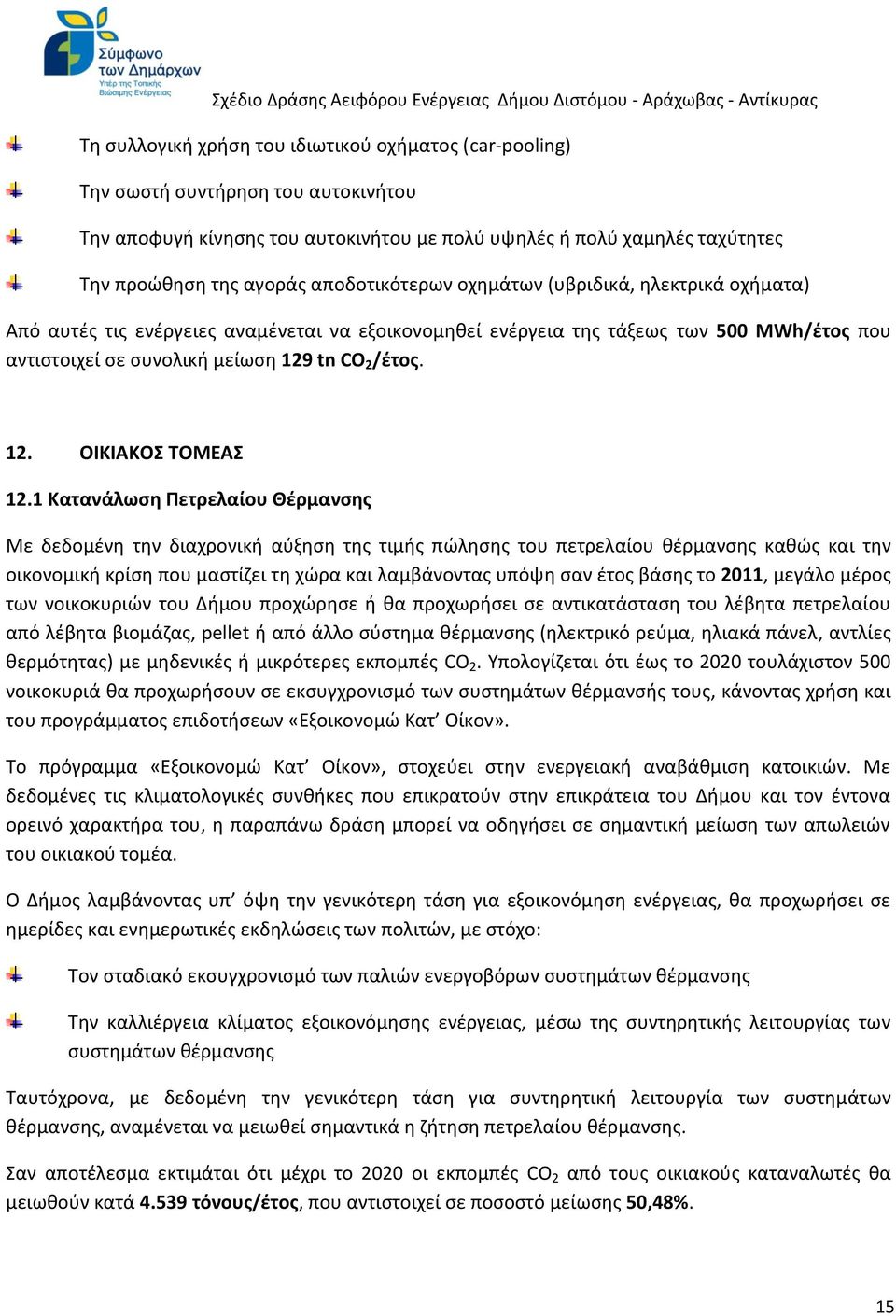 tn CO 2 /έτος. 12. ΟΙΚΙΑΚΟΣ ΤΟΜΕΑΣ 12.