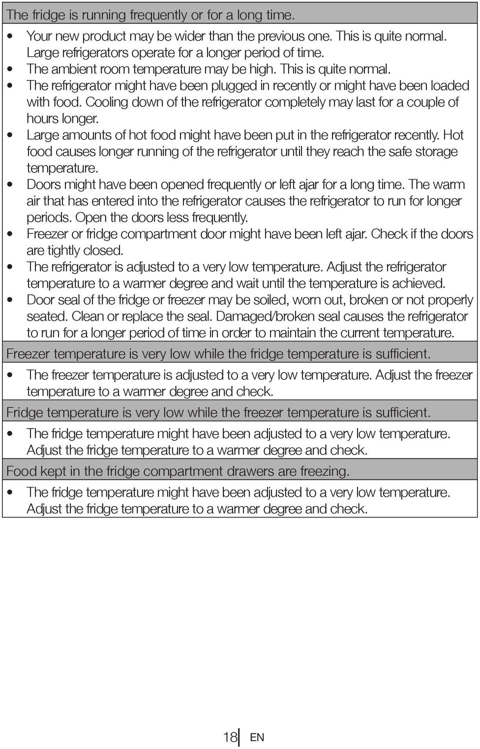 Cooling down of the refrigerator completely may last for a couple of hours longer. Large amounts of hot food might have been put in the refrigerator recently.