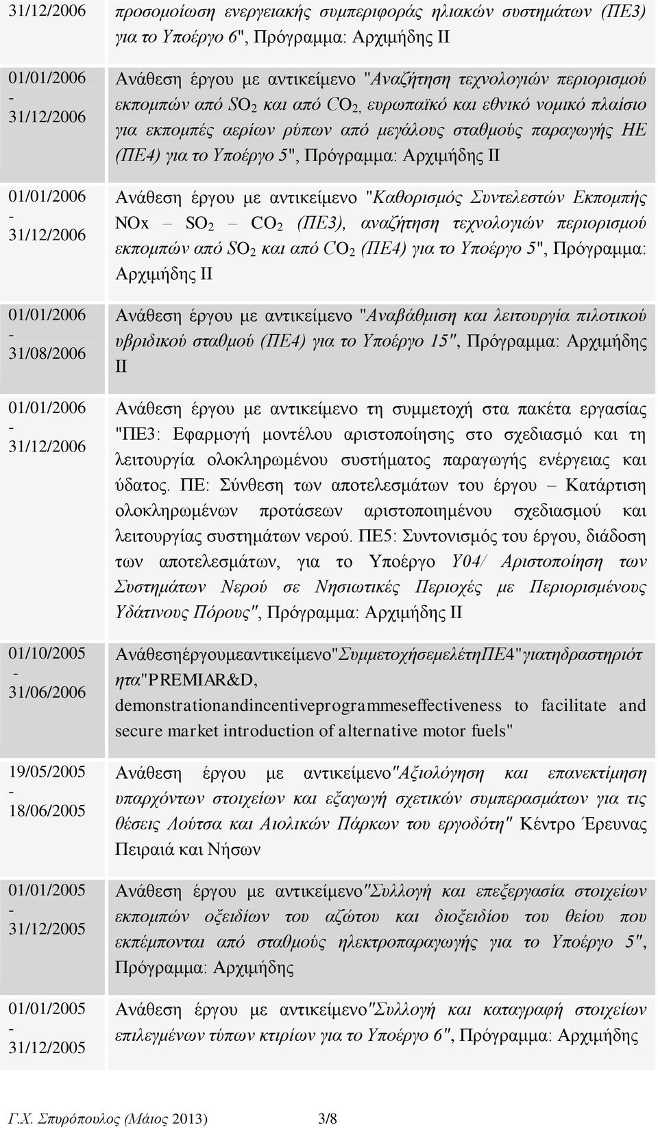 αεξίσλ ξύπσλ από κεγάινπο ζηαζκνύο παξαγσγήο ΗΕ (ΠΕ4) γηα ην Υπνέξγν 5", Πξόγξακκα: Αξρηκήδεο ΙΙ Αλάζεζε έξγνπ κε αληηθείκελν "Καζνξηζκόο πληειεζηώλ Εθπνκπήο NOx SO 2 CO 2 (ΠΕ3), αλαδήηεζε