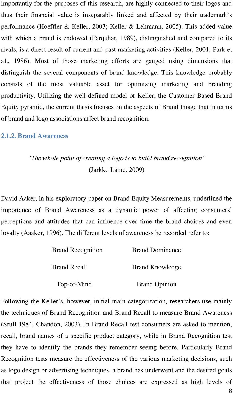 This added value with which a brand is endowed (Farquhar, 1989), distinguished and compared to its rivals, is a direct result of current and past marketing activities (Keller, 2001; Park et al.