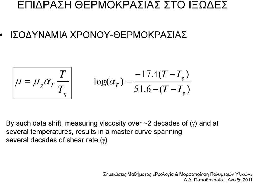 6 ( T T g T g ) ) By such data shift, measuring viscosity over ~2