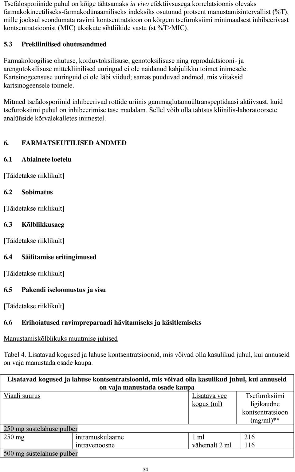 3 Prekliinilised ohutusandmed Farmakoloogilise ohutuse, korduvtoksilisuse, genotoksilisuse ning reproduktsiooni- ja arengutoksilisuse mittekliinilised uuringud ei ole näidanud kahjulikku toimet