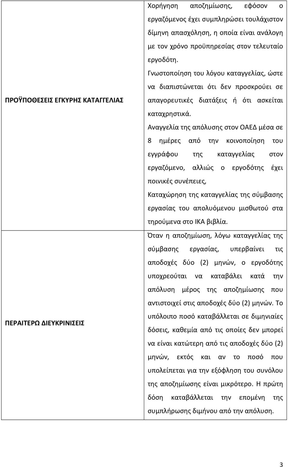 Αναγγελία της απόλυσης στον ΟΑΕΔ μέσα σε 8 ημέρες από την κοινοποίηση του εγγράφου της καταγγελίας στον εργαζόμενο, αλλιώς ο εργοδότης έχει ποινικές συνέπειες, Καταχώρηση της καταγγελίας της σύμβασης