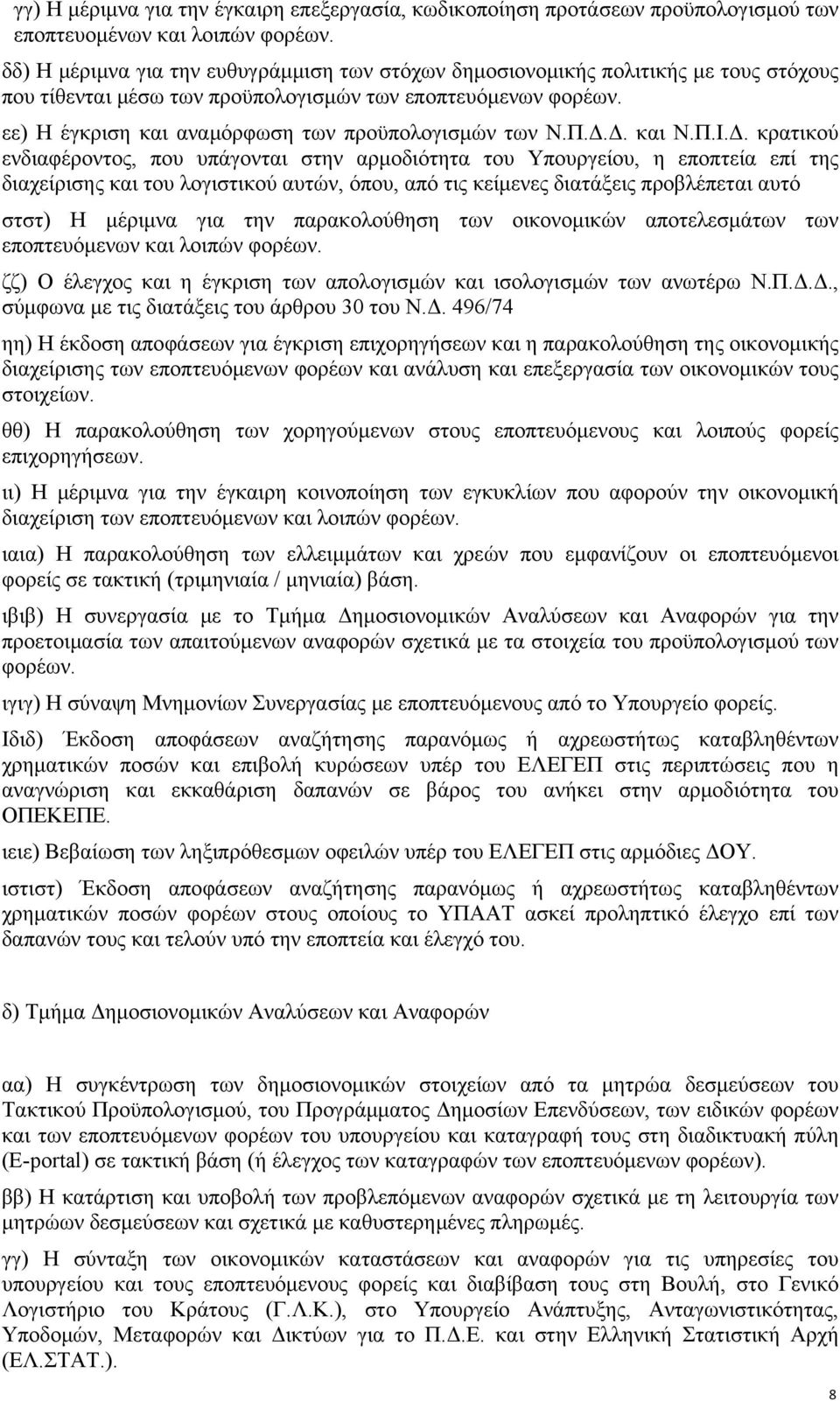 εε) Η έγκριση και αναμόρφωση των προϋπολογισμών των Ν.Π.Δ.