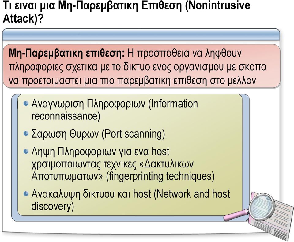 μια πιο παρεμβατικη επιθεση στο μελλον Παραδειγματα Αναγνωριση μη Πληροφοριων παρεμβατικης (Information επιθεσης: