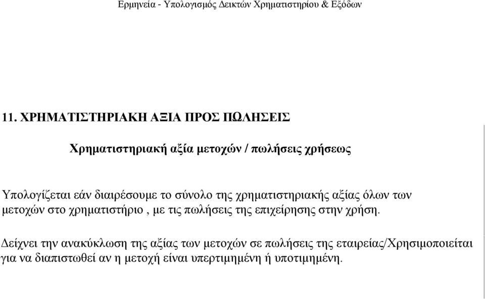 ρξεκαηηζηήξην, κε ηηο πσιήζεηο ηεο επηρείξεζεο ζηελ ρξήζε.