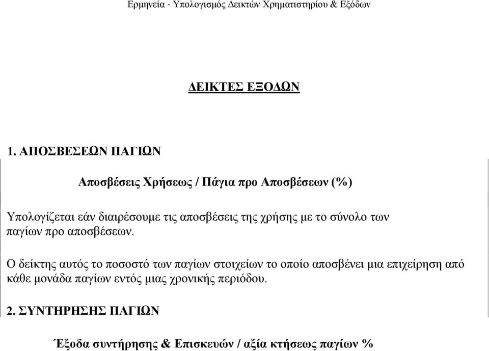 απνζβέζεηο ηεο ρξήζεο κε ην ζύλνιν ησλ παγίσλ πξν απνζβέζεσλ.