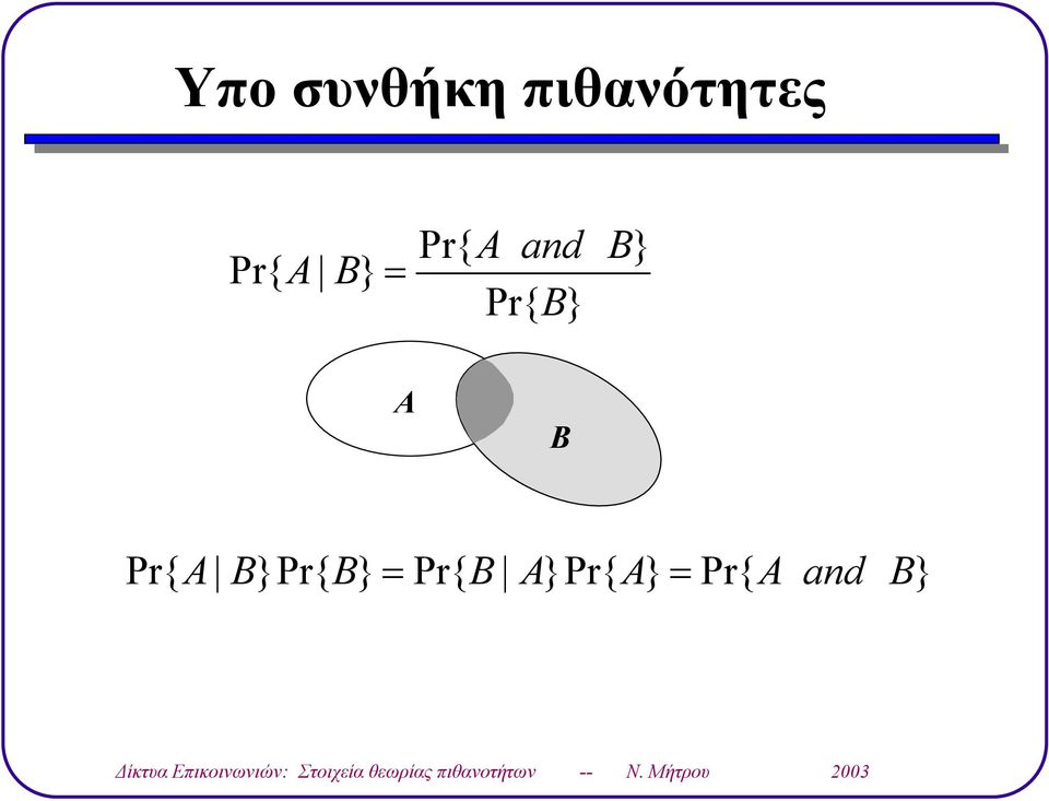 B} Α Β Pr{ A B}Pr{ B}