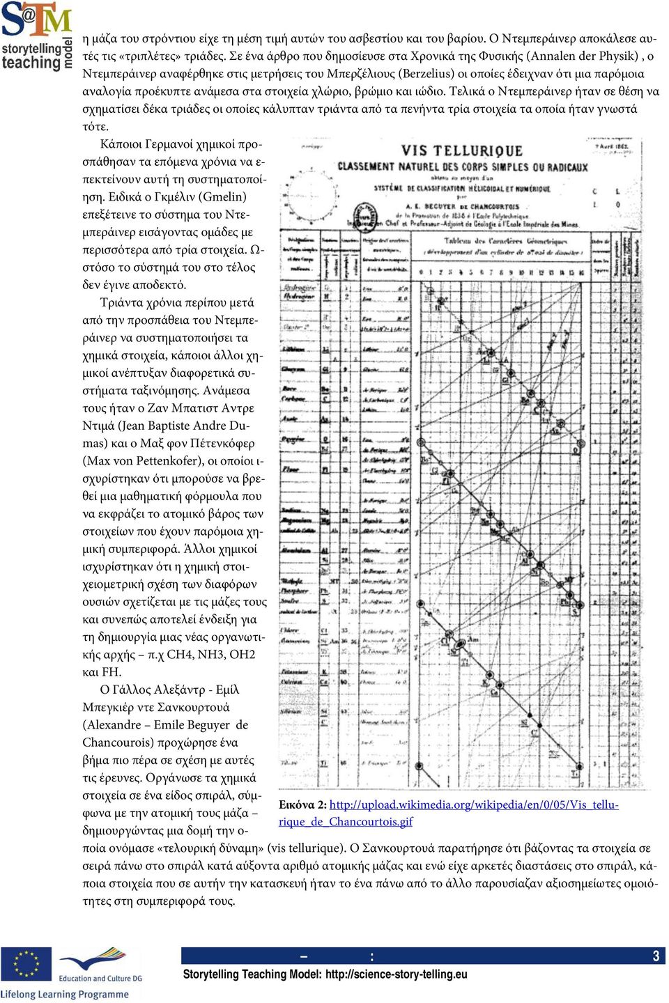 ανάμεσα στα στοιχεία χλώριο, βρώμιο και ιώδιο. Τελικά ο Ντεμπεράινερ ήταν σε θέση να σχηματίσει δέκα τριάδες οι οποίες κάλυπταν τριάντα από τα πενήντα τρία στοιχεία τα οποία ήταν γνωστά τότε.