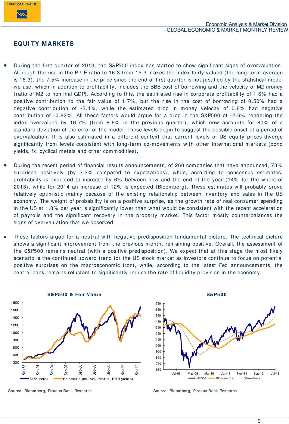 5% increase in the price since the end of first quarter is not justified by the statistical model we use, which in addition to profitability, includes the BBB cost of borrowing and the velocity of M2