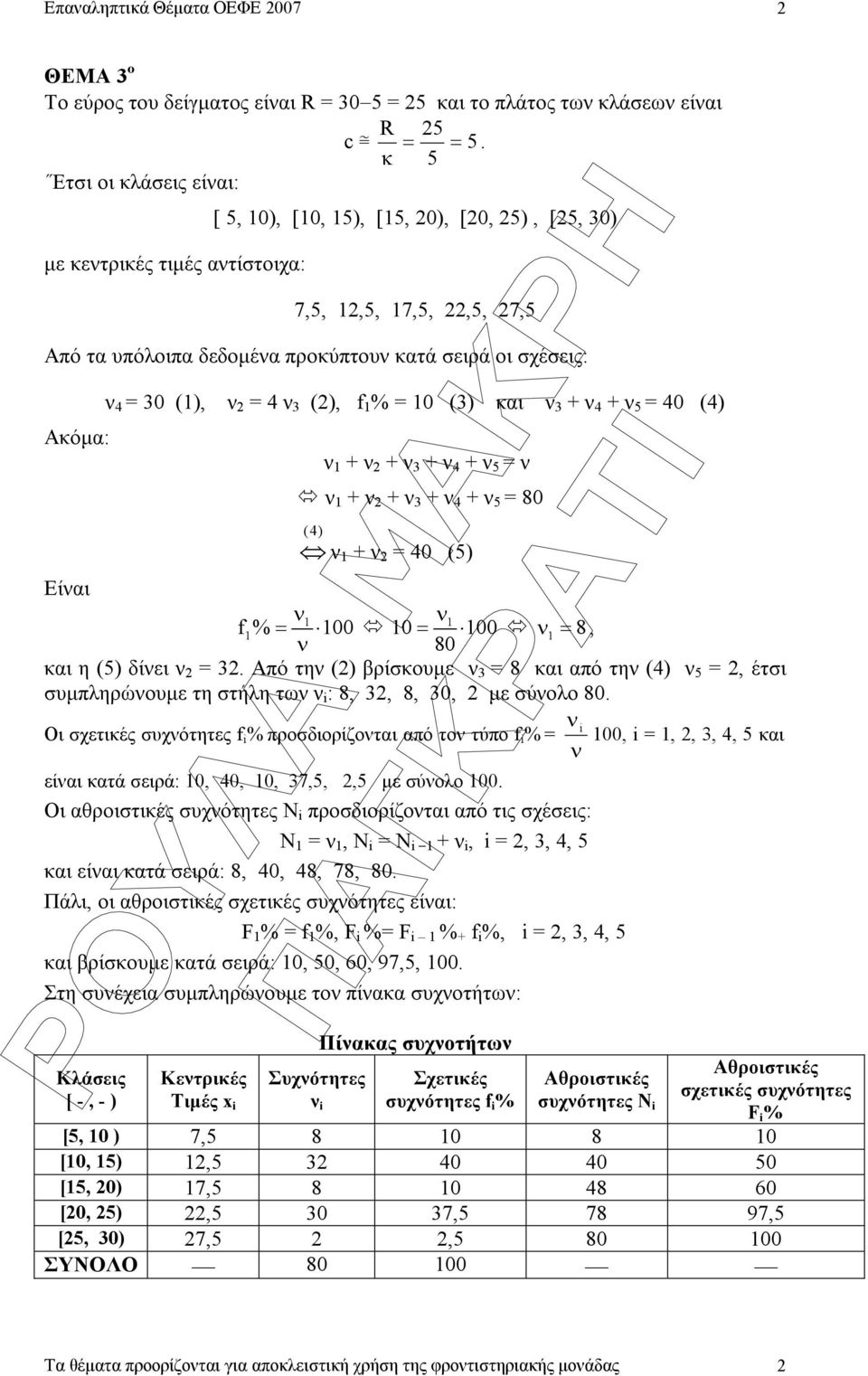 και ν + ν 4 + ν 40 (4) ν + ν + ν + ν 4 + ν ν ν + ν + ν + ν 4 + ν 80 (4) ν + ν 40 () Είναι ν ν f % 00 0 00 8 ν 80 ν, και η () δίνει ν.