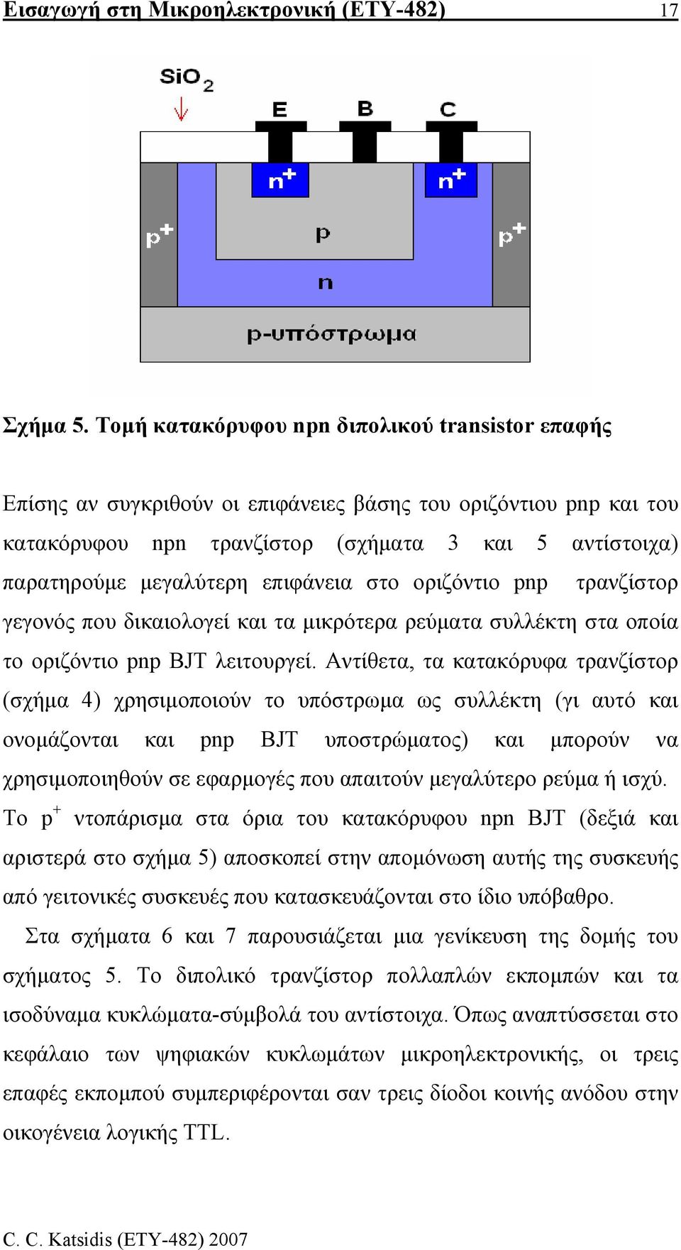 επιφάνεια στο οριζόντιο pnp τρανζίστορ γεγονός που δικαιολογεί και τα µικρότερα ρεύµατα συλλέκτη στα οποία το οριζόντιο pnp BJT λειτουργεί.