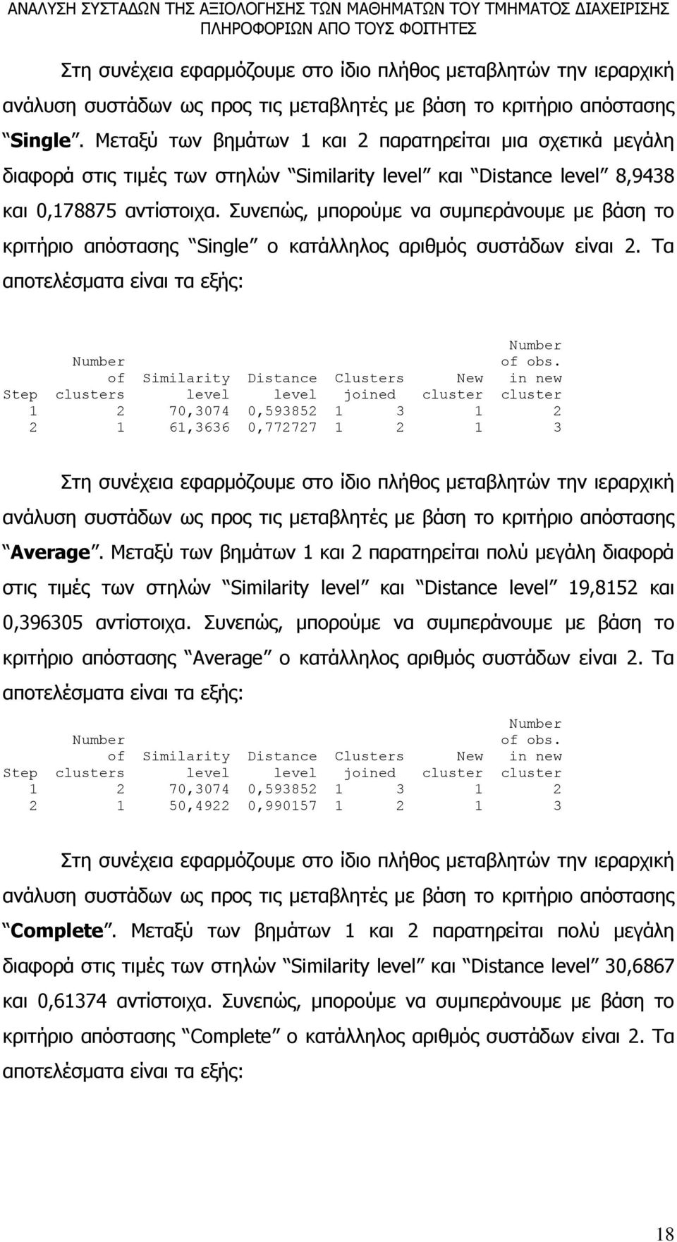 Τα αποτελέσματα είναι τα εξής: 1 2 70,3074 0,593852 1 3 1 2 2 1 61,3636 0,772727 1 2 1 3 Average.