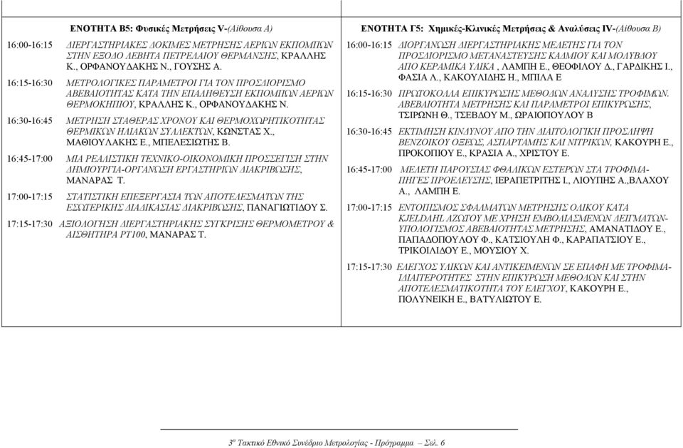 16:30-16:45 ΜΕΤΡΗΣΗ ΣΤΑΘΕΡΑΣ ΧΡΟΝΟΥ ΚΑΙ ΘΕΡΜΟΧΩΡΗΤΙΚΟΤΗΤΑΣ ΘΕΡΜΙΚΩΝ ΗΛΙΑΚΩΝ ΣΥΛΛΕΚΤΩΝ, ΚΩΝΣΤΑΣ Χ., ΜΑΘΙΟΥΛΑΚΗΣ Ε., ΜΠΕΛΕΣΙΩΤΗΣ Β.