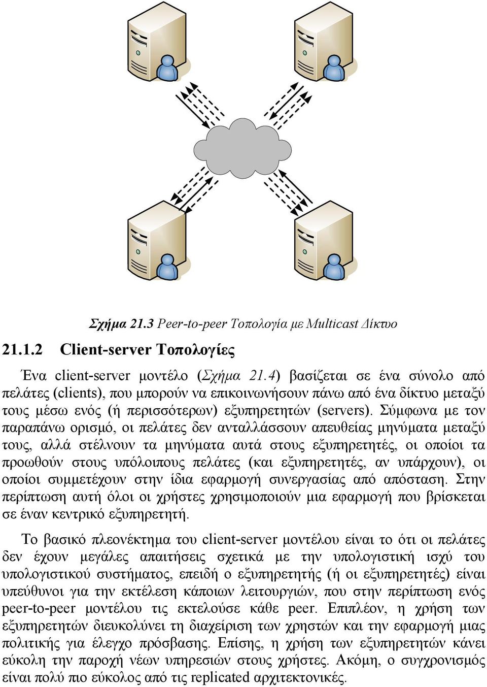 Σύµφωνα µε τον παραπάνω ορισµό, οι πελάτες δεν ανταλλάσσουν απευθείας µηνύµατα µεταξύ τους, αλλά στέλνουν τα µηνύµατα αυτά στους εξυπηρετητές, οι οποίοι τα προωθούν στους υπόλοιπους πελάτες (και