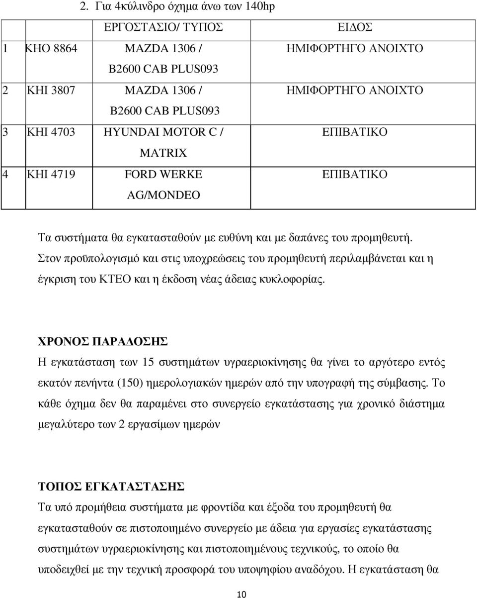 Στον προϋπολογισµό και στις υποχρεώσεις του προµηθευτή περιλαµβάνεται και η έγκριση του ΚΤΕΟ και η έκδοση νέας άδειας κυκλοφορίας.