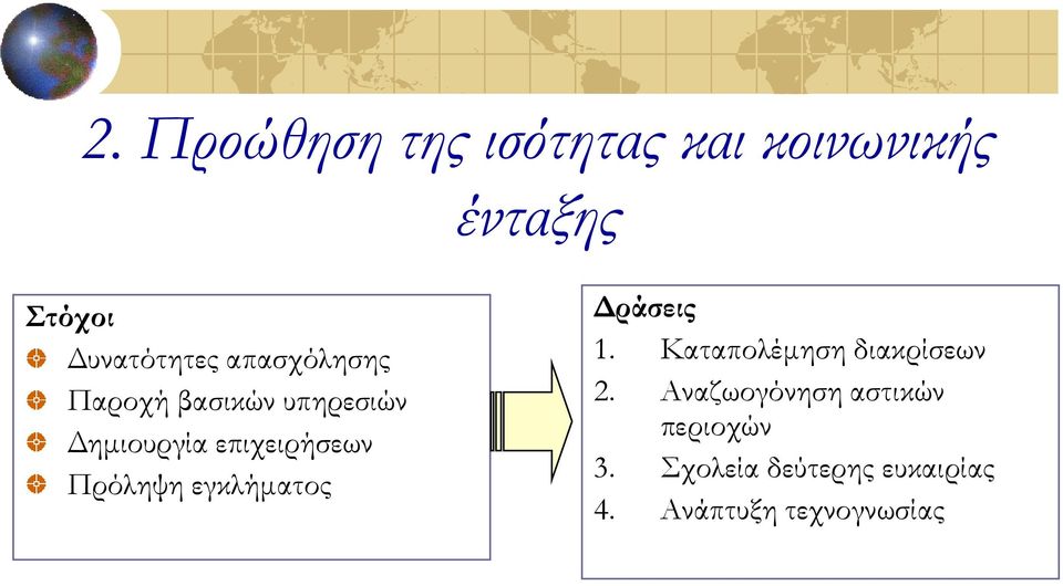 Πρόληψη εγκλήματος Δράσεις 1. Καταπολέμηση διακρίσεων 2.