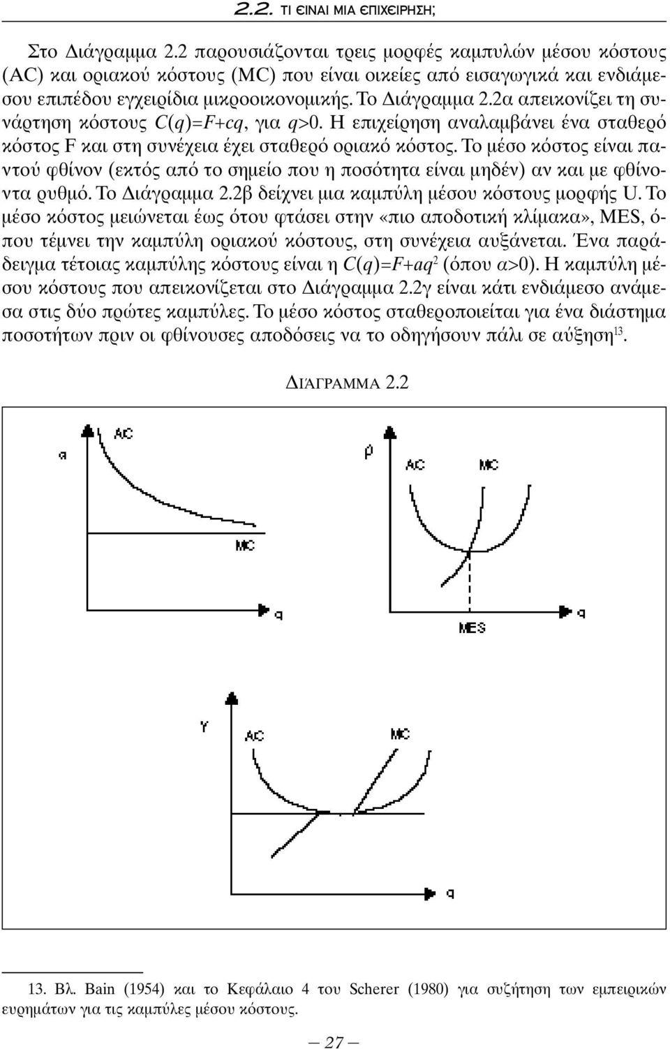 2α απεικονίζει τη συνάρτηση κ στους C(q)=F+cq, για q>0. Η επιχείρηση αναλαμβάνει ένα σταθερ κ στος F και στη συνέχεια έχει σταθερ οριακ κ στος.