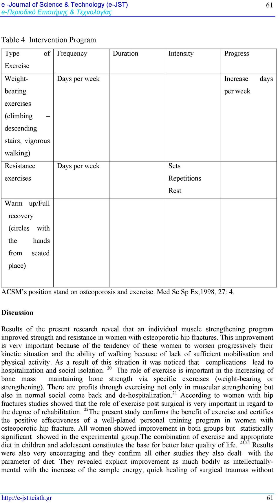 place) ACSM s position stand on osteoporosis and exercise. Med Sc Sp Ex,1998, 27: 4.