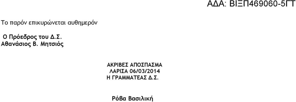 Μητσιός ΑΚΡΙΒΕΣ ΑΠΟΣΠΑΣΜΑ ΛΑΡΙΣΑ