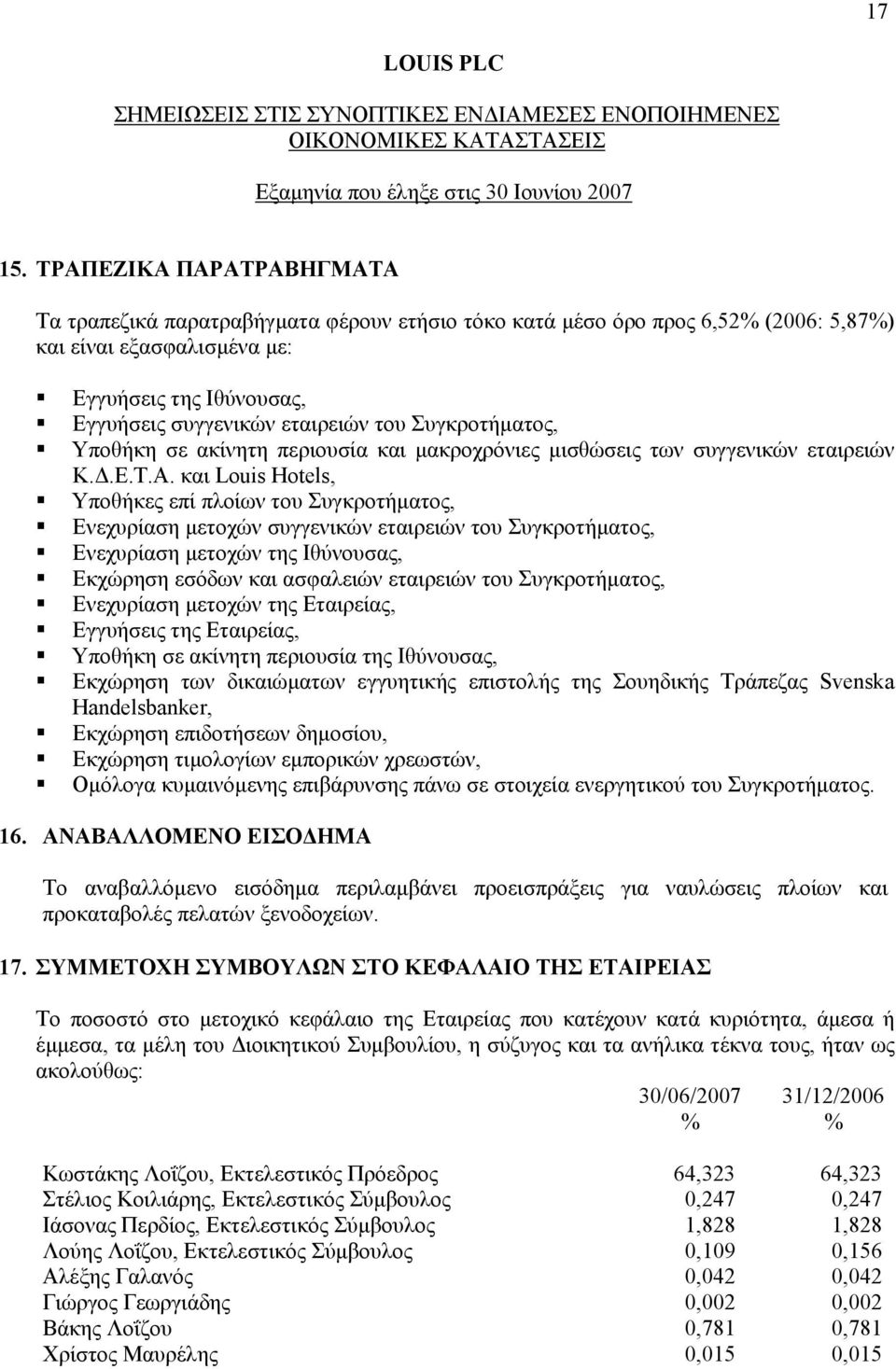 Συγκροτήµατος, Υποθήκη σε ακίνητη περιουσία και µακροχρόνιες µισθώσεις των συγγενικών εταιρειών Κ..Ε.Τ.Α.