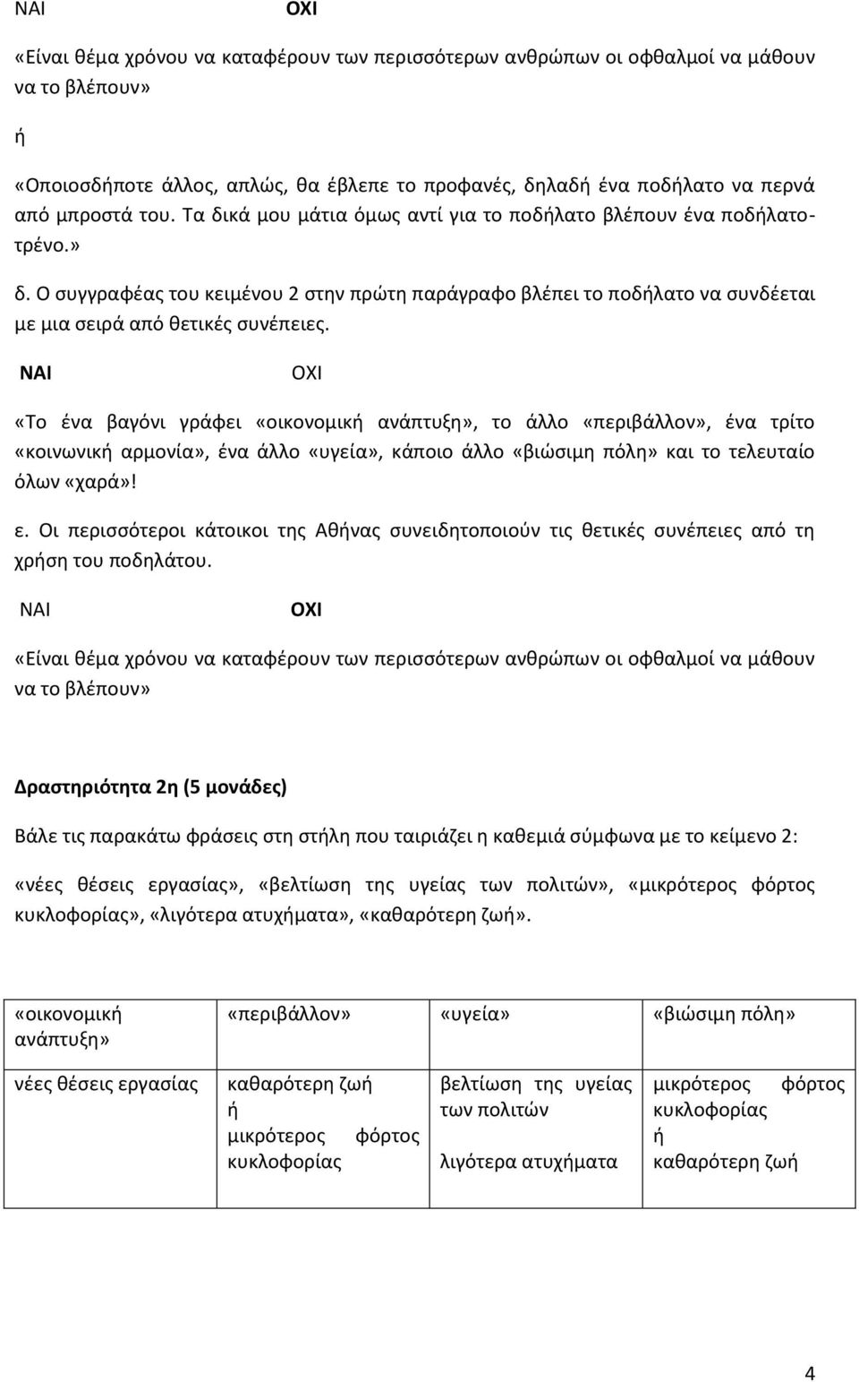 «Το ένα βαγόνι γράφει «οικονομική ανάπτυξη», το άλλο «περιβάλλον», ένα τρίτο «κοινωνική αρμονία», ένα άλλο «υγεία», κάποιο άλλο «βιώσιμη πόλη» και το τελευταίο όλων «χαρά»! ε.