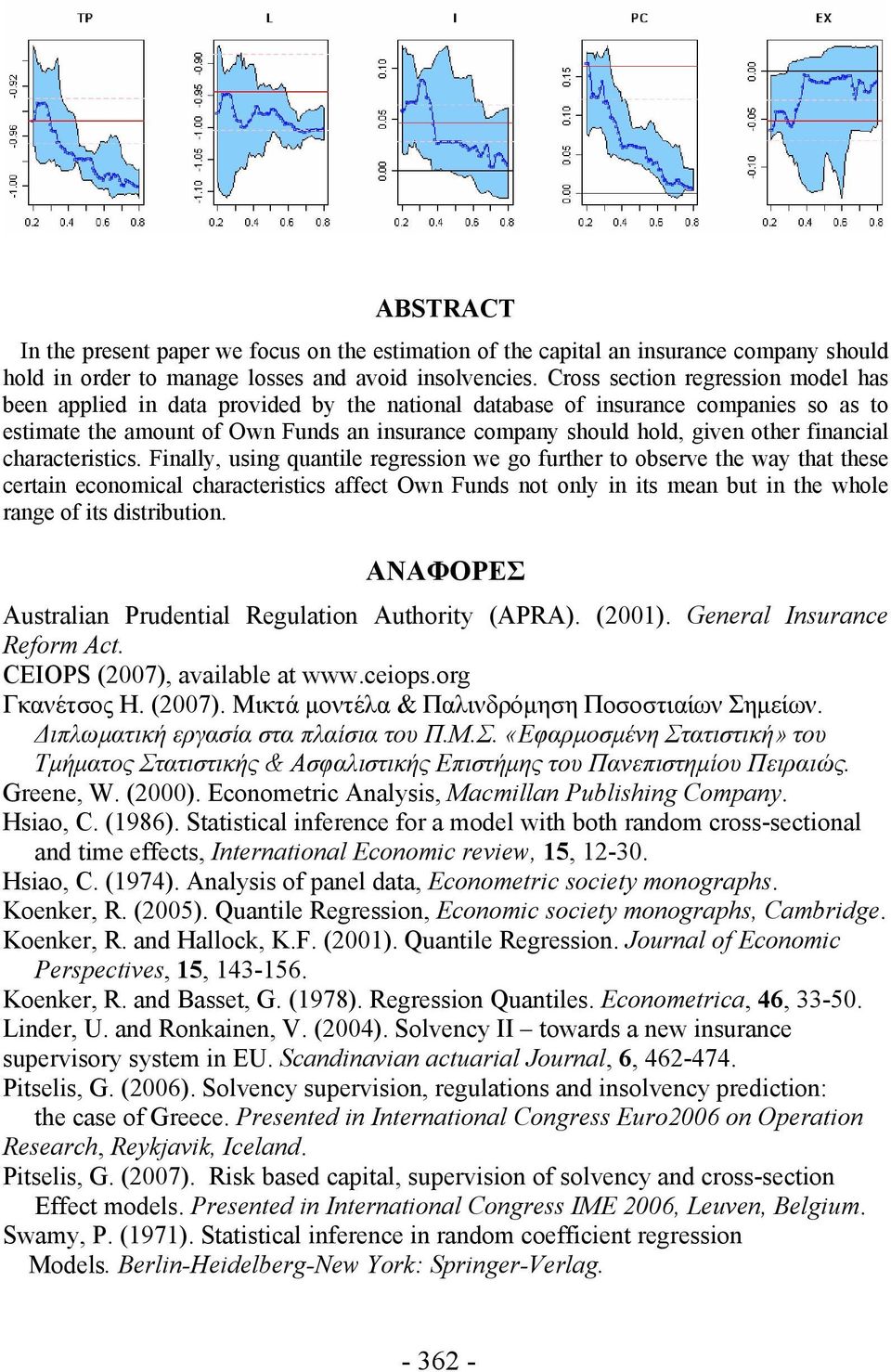 characterstcs. Fnally, usng quantle regresson we go further to observe the way that these certan economcal characterstcs affect Own Funds not only n ts mean but n the whole range of ts dstrbuton.