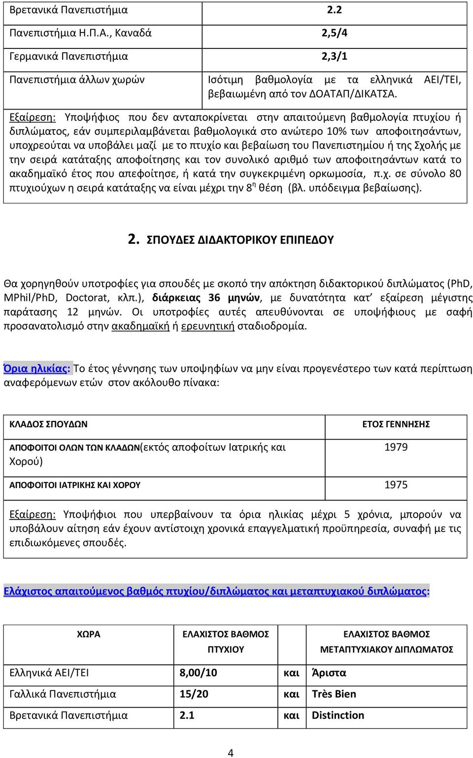 πτυχίο και βεβαίωση του Πανεπιστημίου ή της Σχολής με την σειρά κατάταξης αποφοίτησης και τον συνολικό αριθμό των αποφοιτησάντων κατά το ακαδημαϊκό έτος που απεφοίτησε, ή κατά την συγκεκριμένη