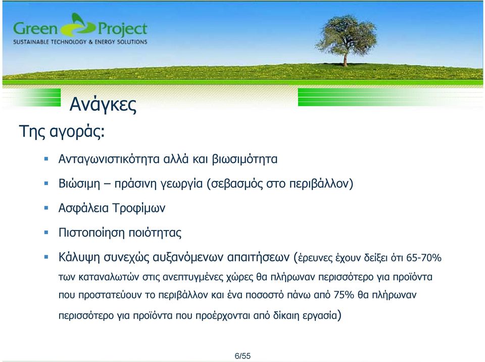 65-70% των καταναλωτών στις ανεπτυγμένες χώρες θα πλήρωναν περισσότερο για προϊόντα που προστατεύουν το