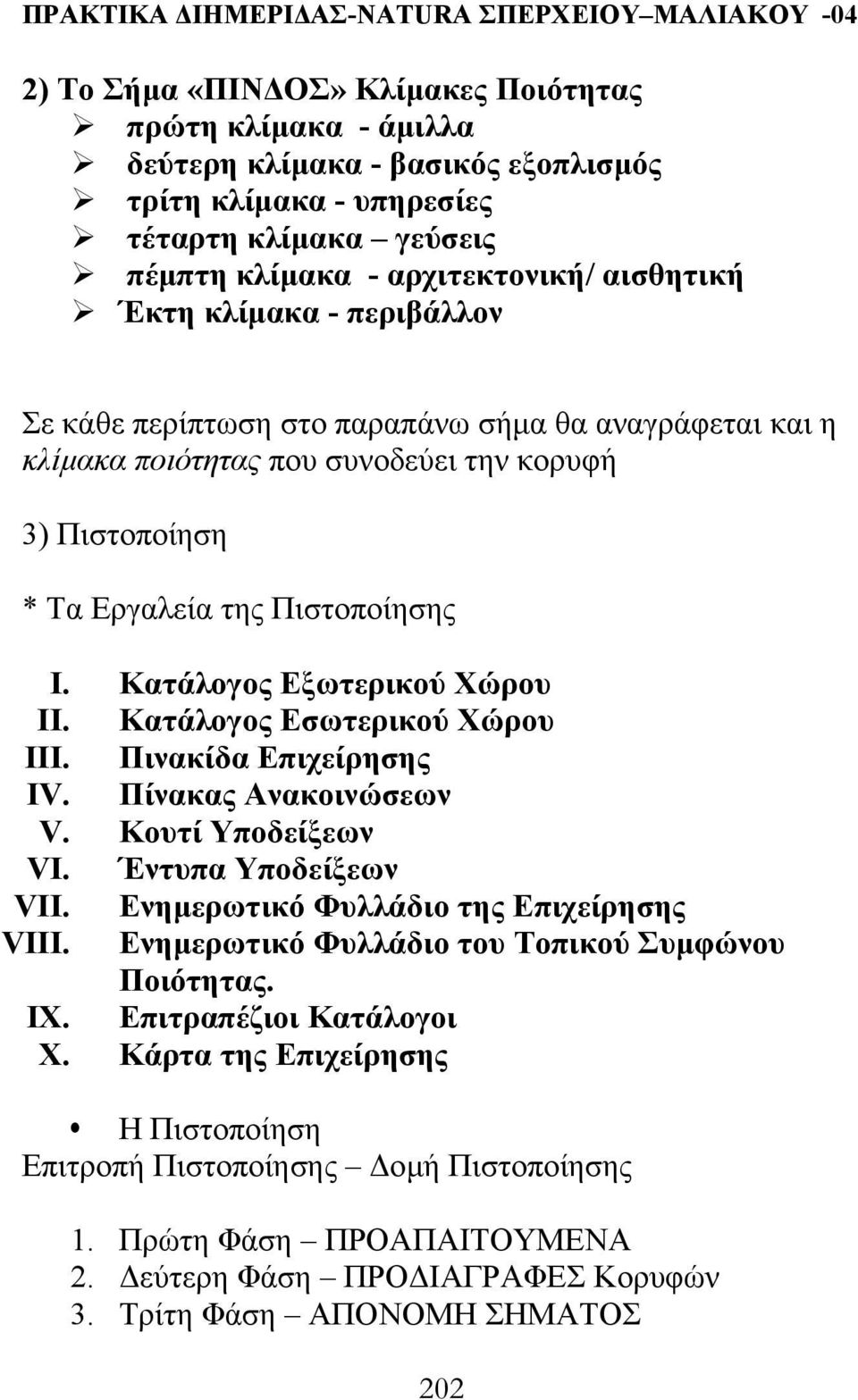 Κατάλογος Εσωτερικού Χώρου III. Πινακίδα Επιχείρησης IV. Πίνακας Ανακοινώσεων V. Κουτί Υποδείξεων VI. Έντυπα Υποδείξεων VII. Ενηµερωτικό Φυλλάδιο της Επιχείρησης VIII.