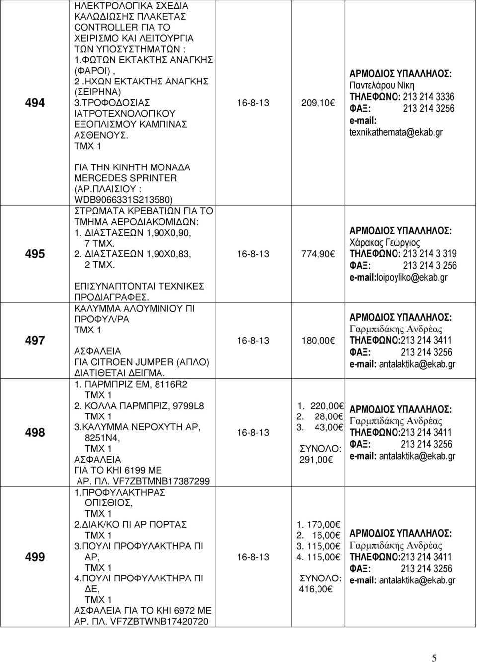 ΠΛΑΙΣΙΟΥ : WDB9066331S213580) ΣΤΡΩΜΑΤΑ ΚΡΕΒΑΤΙΩΝ ΓΙΑ ΤΟ ΤΜΗΜΑ ΑΕΡΟ ΙΑΚΟΜΙ ΩΝ: 1. ΙΑΣΤΑΣΕΩΝ 1,90Χ0,90, 7 ΤΜΧ. 2. ΙΑΣΤΑΣΕΩΝ 1,90Χ0,83, 2 ΤΜΧ. ΕΠΙΣΥΝΑΠΤΟΝΤΑΙ ΤΕΧΝΙΚΕΣ ΠΡΟ ΙΑΓΡΑΦΕΣ.