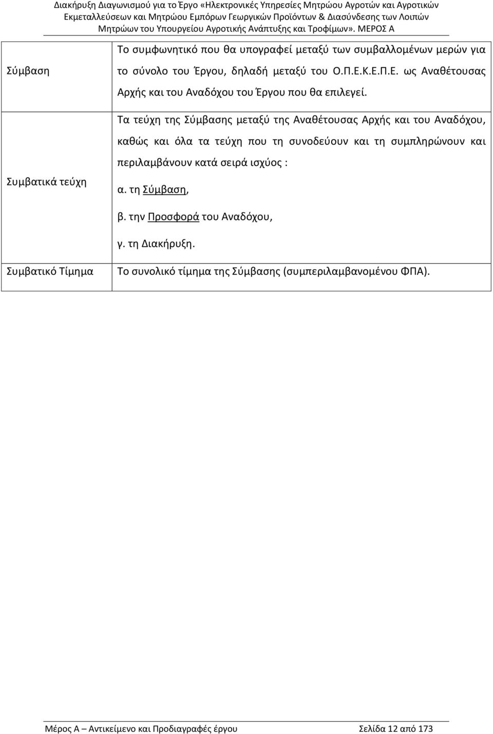 Τα τεύχη της Σύμβασης μεταξύ της Αναθέτουσας Αρχής και του Αναδόχου, καθώς και όλα τα τεύχη που τη συνοδεύουν και τη συμπληρώνουν και Συμβατικά