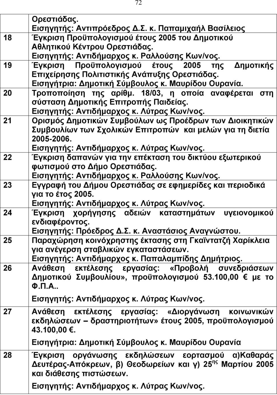 18/03, η οποία αναφέρεται στη σύσταση Δημοτικής Επιτροπής Παιδείας. Εισηγητής: Αντιδήμαρχος κ. Λύτρας Κων/νος.