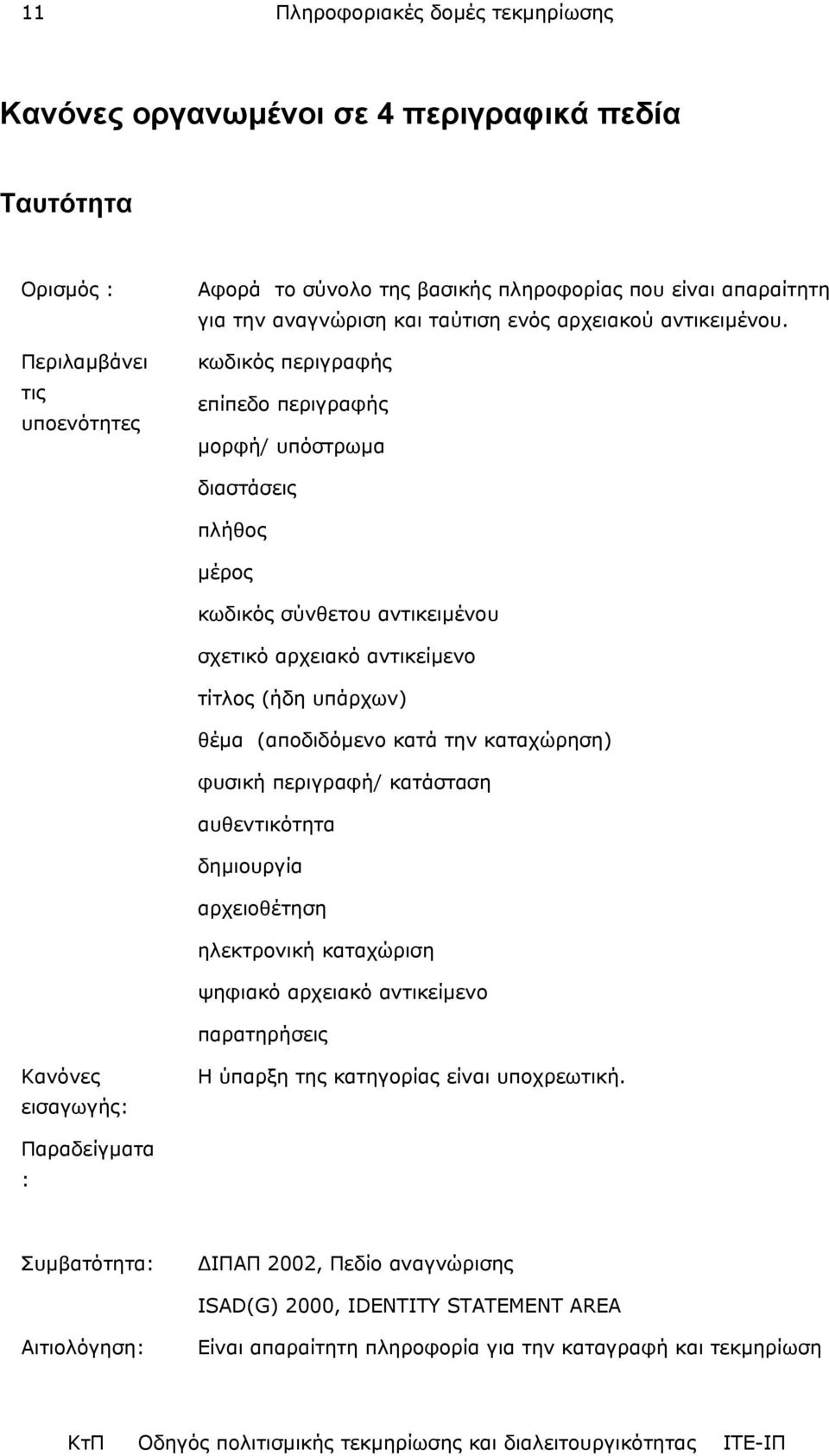 κωδικός περιγραφής επίπεδο περιγραφής µορφή/ υπόστρωµα διαστάσεις πλήθος µέρος κωδικός σύνθετου αντικειµένου σχετικό αρχειακό αντικείµενο τίτλος (ήδη υπάρχων) θέµα