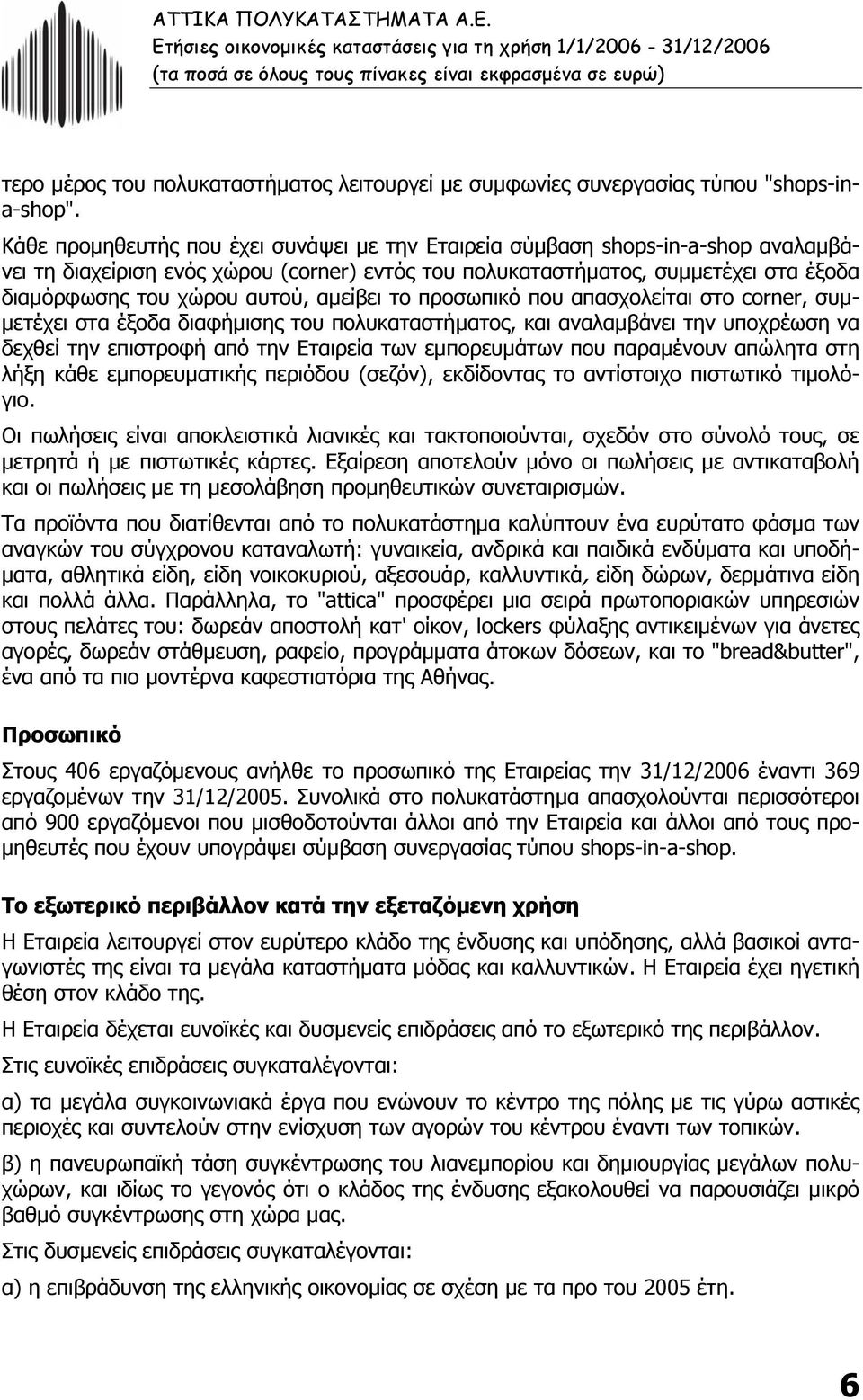 αµείβει το προσωπικό που απασχολείται στο corner, συµ- µετέχει στα έξοδα διαφήµισης του πολυκαταστήµατος, και αναλαµβάνει την υποχρέωση να δεχθεί την επιστροφή από την Εταιρεία των εµπορευµάτων που