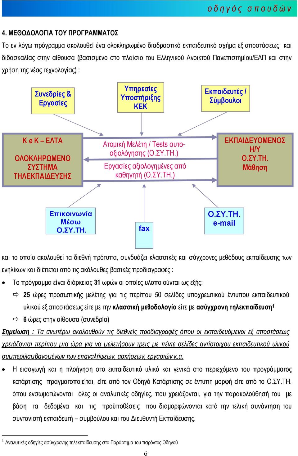 Πανεπιστηµίου/ΕΑΠ και στην χρήση της νέας τεχνολογίας) : Συνεδρίες & Εργασίες Υπηρεσίες Υποστήριξης ΚΕΚ Εκπαιδευτές / Σύµβουλοι Κ e Κ ΕΛΤΑ ΟΛΟΚΛΗΡΩΜΕΝΟ ΣΥΣΤΗΜΑ ΤΗΛΕΚΠΑΙ ΕΥΣΗΣ Ατοµική Μελέτη / Tests