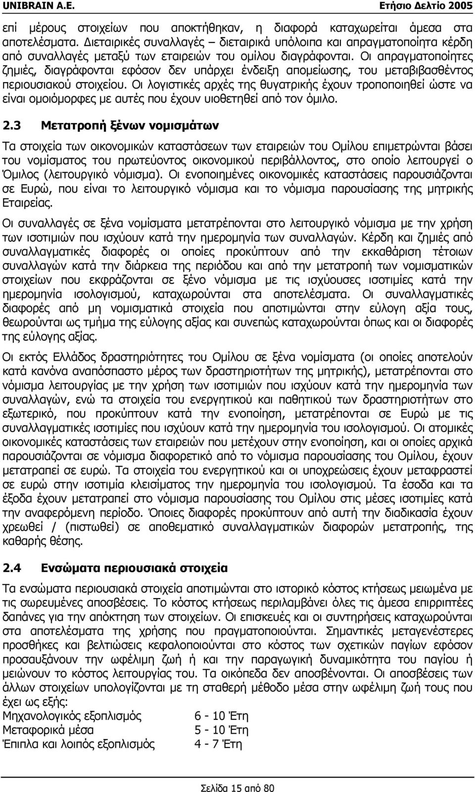 Οι απραγµατοποίητες ζηµιές, διαγράφονται εφόσον δεν υπάρχει ένδειξη αποµείωσης, του µεταβιβασθέντος περιουσιακού στοιχείου.