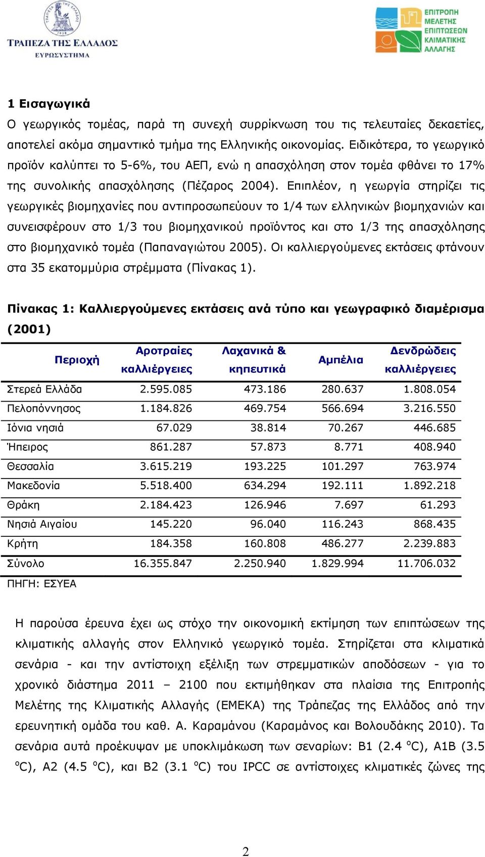 Επιπλέον, η γεωργία στηρίζει τις γεωργικές βιοµηχανίες που αντιπροσωπεύουν το 1/4 των ελληνικών βιοµηχανιών και συνεισφέρουν στο 1/3 του βιοµηχανικού προϊόντος και στο 1/3 της απασχόλησης στο