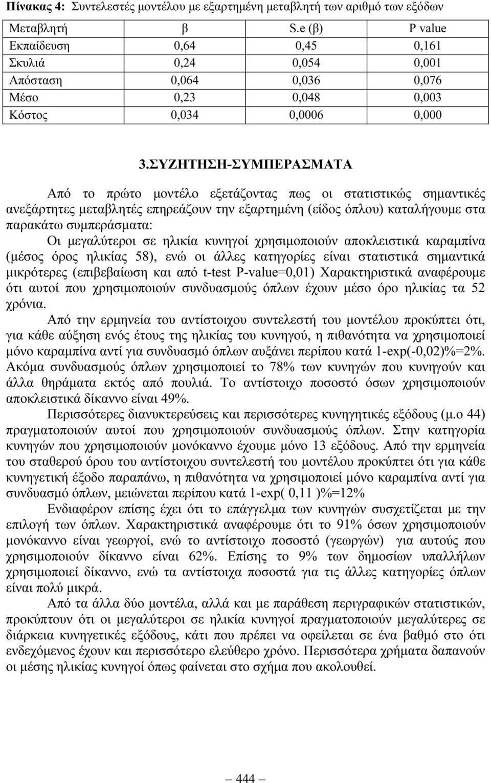 ΣΥΖΗΤΗΣΗ-ΣΥΜΠΕΡΑΣΜΑΤΑ Από το πρώτο µοντέλο εξετάζοντας πως οι στατιστικώς σηµαντικές ανεξάρτητες µεταβλητές επηρεάζουν την εξαρτηµένη (είδος όπλου) καταλήγουµε στα παρακάτω συµπεράσµατα: Οι