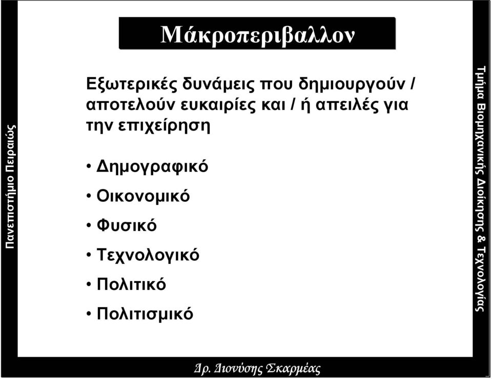 απειλές για την επιχείρηση ηµογραφικό