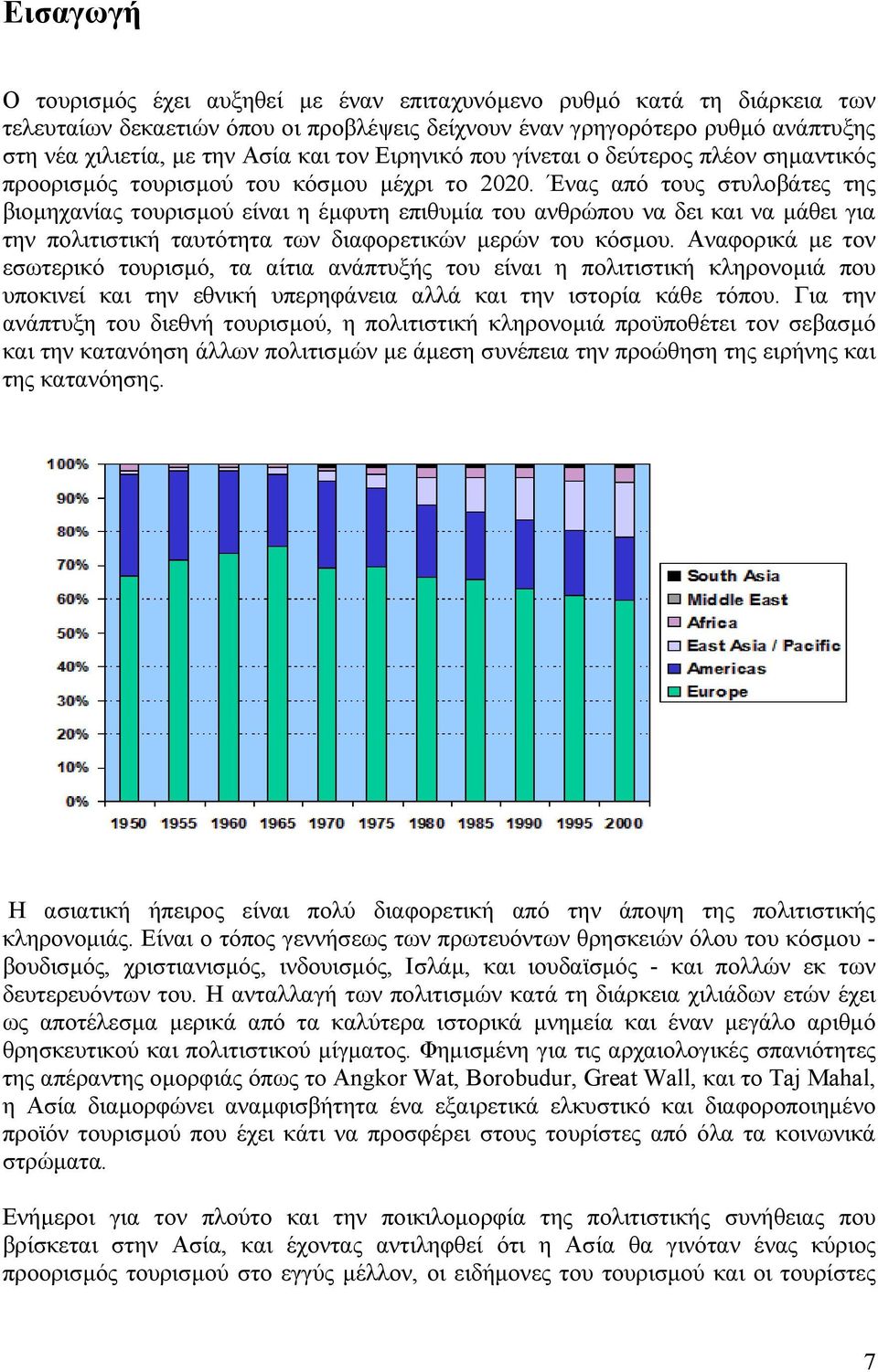 Ένας από τους στυλοβάτες της βιοµηχανίας τουρισµού είναι η έµφυτη επιθυµία του ανθρώπου να δει και να µάθει για την πολιτιστική ταυτότητα των διαφορετικών µερών του κόσµου.