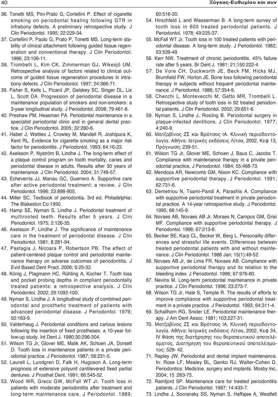 J Clin Periodontol. 1996; 23:106-11. 38. Trombelli L, Kim CK, Zimmerman GJ, Wikesjö UM.